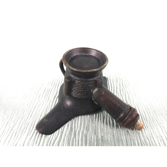 Antique Chinese Bronze Wine Cup With Pour Spouts And Two Handles - Picture 6 of 9